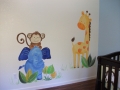 childrens-murals-nursery-jungle-animals-blue-elephant-and-monkey-with-yellow-and-orange-giraffe-designed-to-compliment-bedding