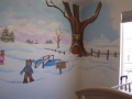 childrens-murals-nursery-snow-scene-with-bear-walking-towards-his-tree-house-over-a-bridge-and-pond