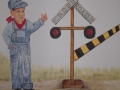 Childrens Painted Wall Murals train conductor